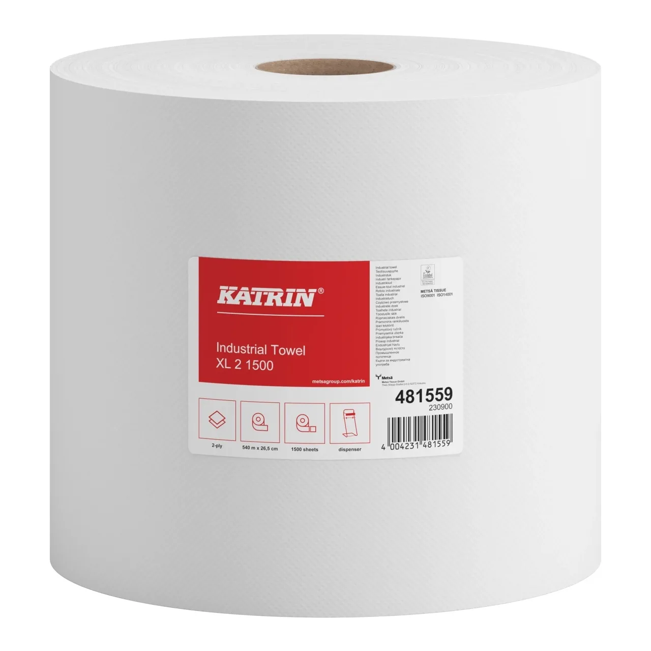 Индустриална хартия Katrin XL2 1500, бяла, 570 м, Ø 390 мм