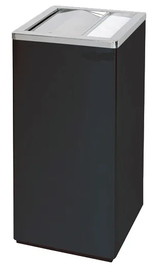 Правоъгълен кош-пепелник с бели камъчета, черен, h60,5 см